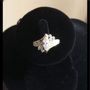Goldtone Seta CZ Diamond Ring